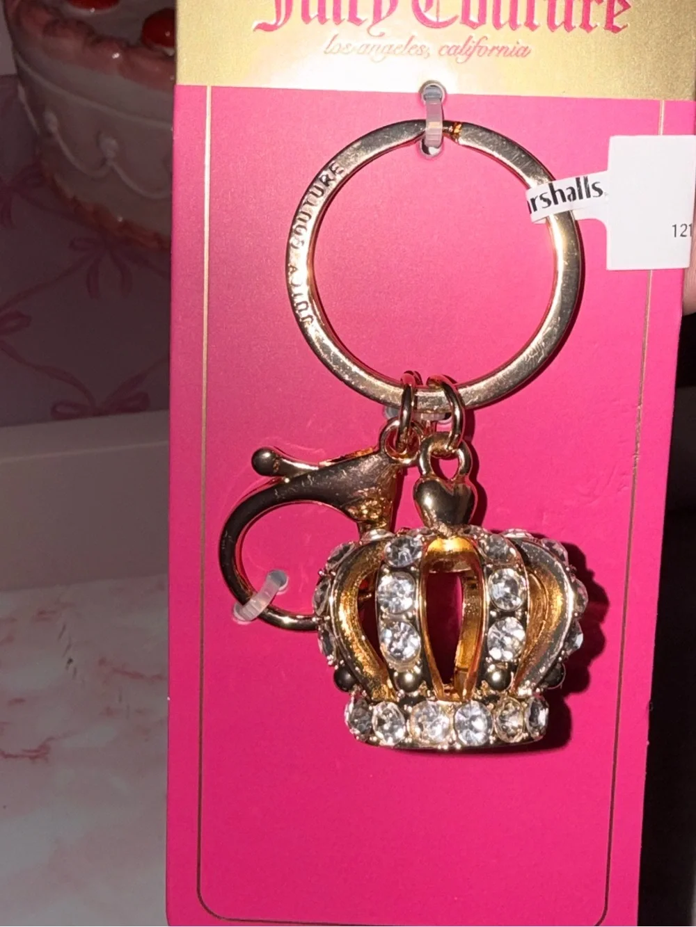 Juicy Couture Gold-Tone Crown Key & Bag Charm with Crystals